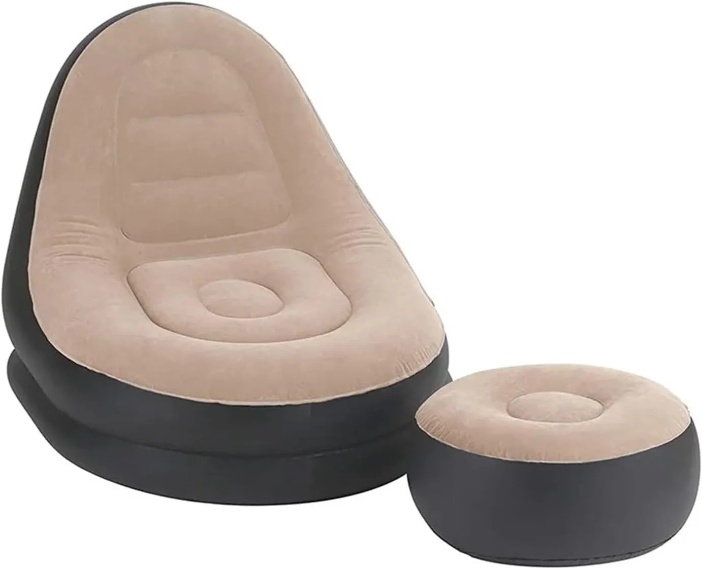 Camping Outfit Inflatable Lazy Sofa with Pedal Folding Recliner Outdoor and Indoor Bed Flocking Chair Beach Camping Garden Fashionable (Color : Brown Lazy Sofa)