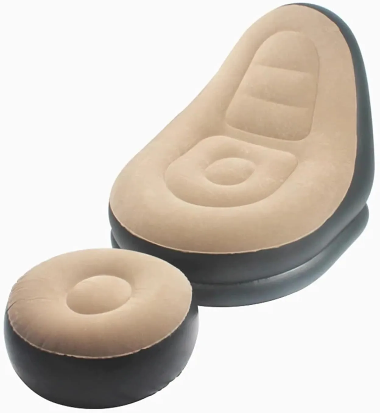 Camping Outfit Inflatable Lazy Sofa with Pedal Folding Recliner Outdoor and Indoor Bed Flocking Chair Beach Camping Garden Fashionable (Color : Brown Lazy Sofa)