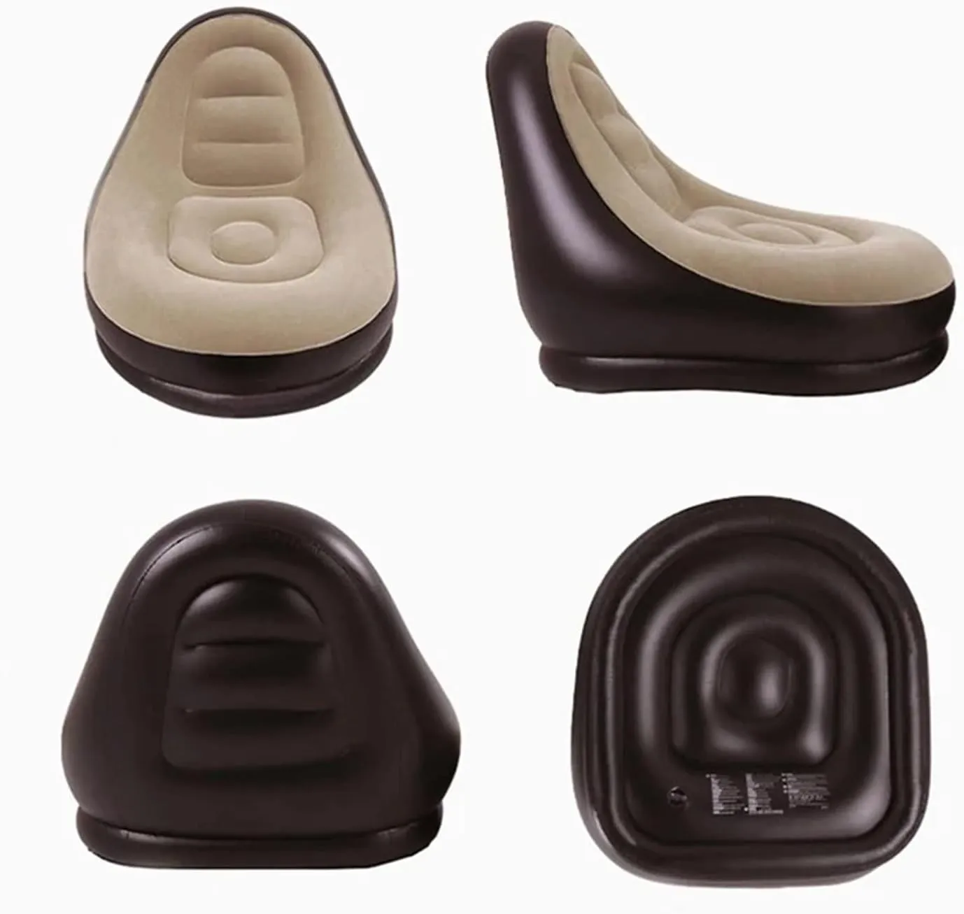 Camping Outfit Inflatable Lazy Sofa with Pedal Folding Recliner Outdoor and Indoor Bed Flocking Chair Beach Camping Garden Fashionable (Color : Brown Lazy Sofa)