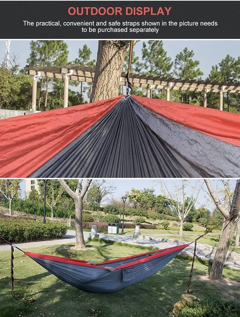 Camping Parachute Hammock 300200Cm Portable Survival Garden Outdoor Furniture Leisure Sleeping Travel Double Hanging Bed Dorange-Graya