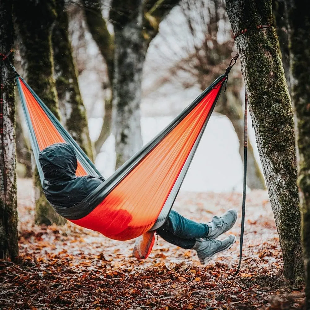 Camping Parachute Hammock 300200Cm Portable Survival Garden Outdoor Furniture Leisure Sleeping Travel Double Hanging Bed Dorange-Graya