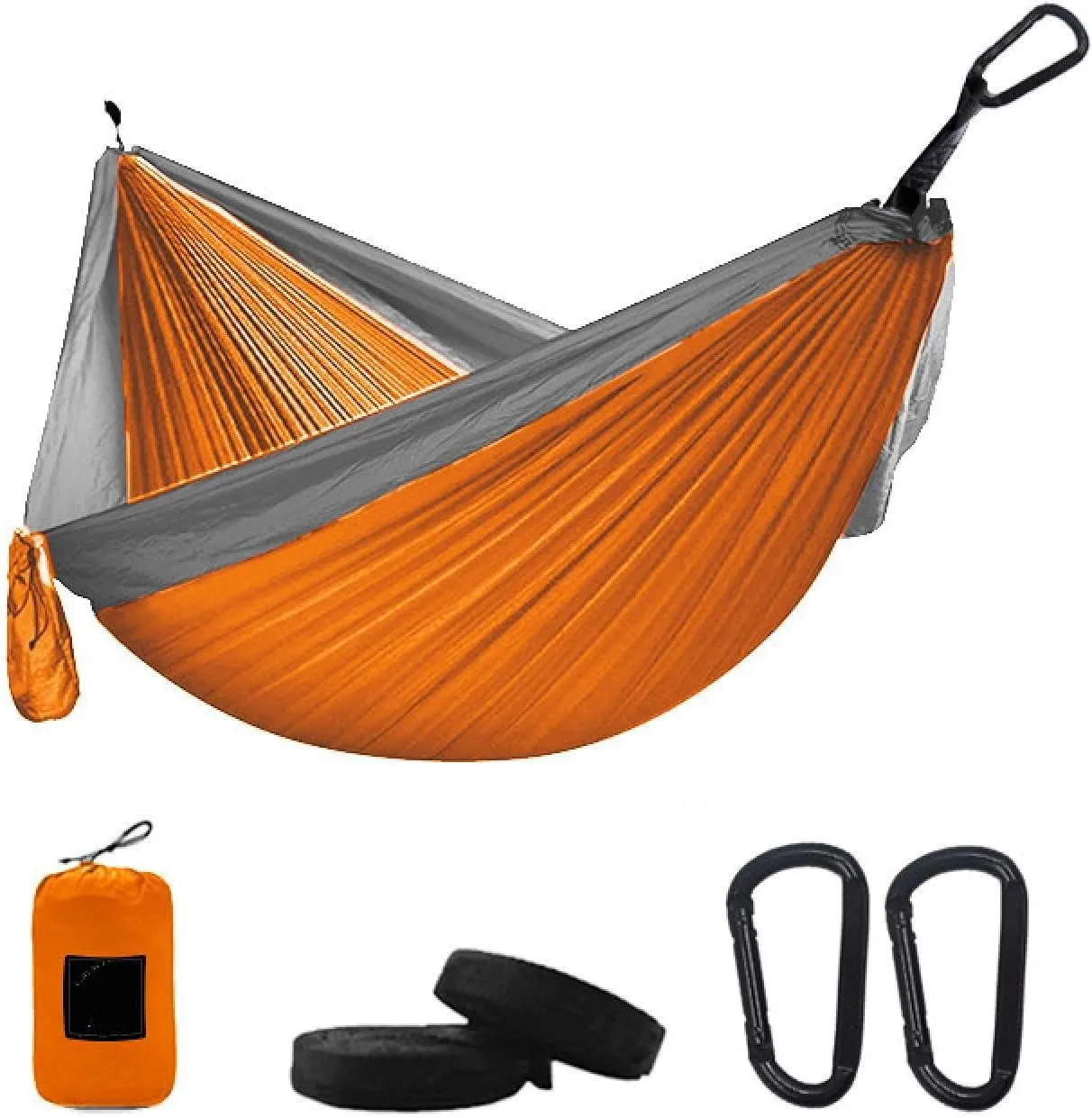 Camping Parachute Hammock 300200Cm Portable Survival Garden Outdoor Furniture Leisure Sleeping Travel Double Hanging Bed Dorange-Graya