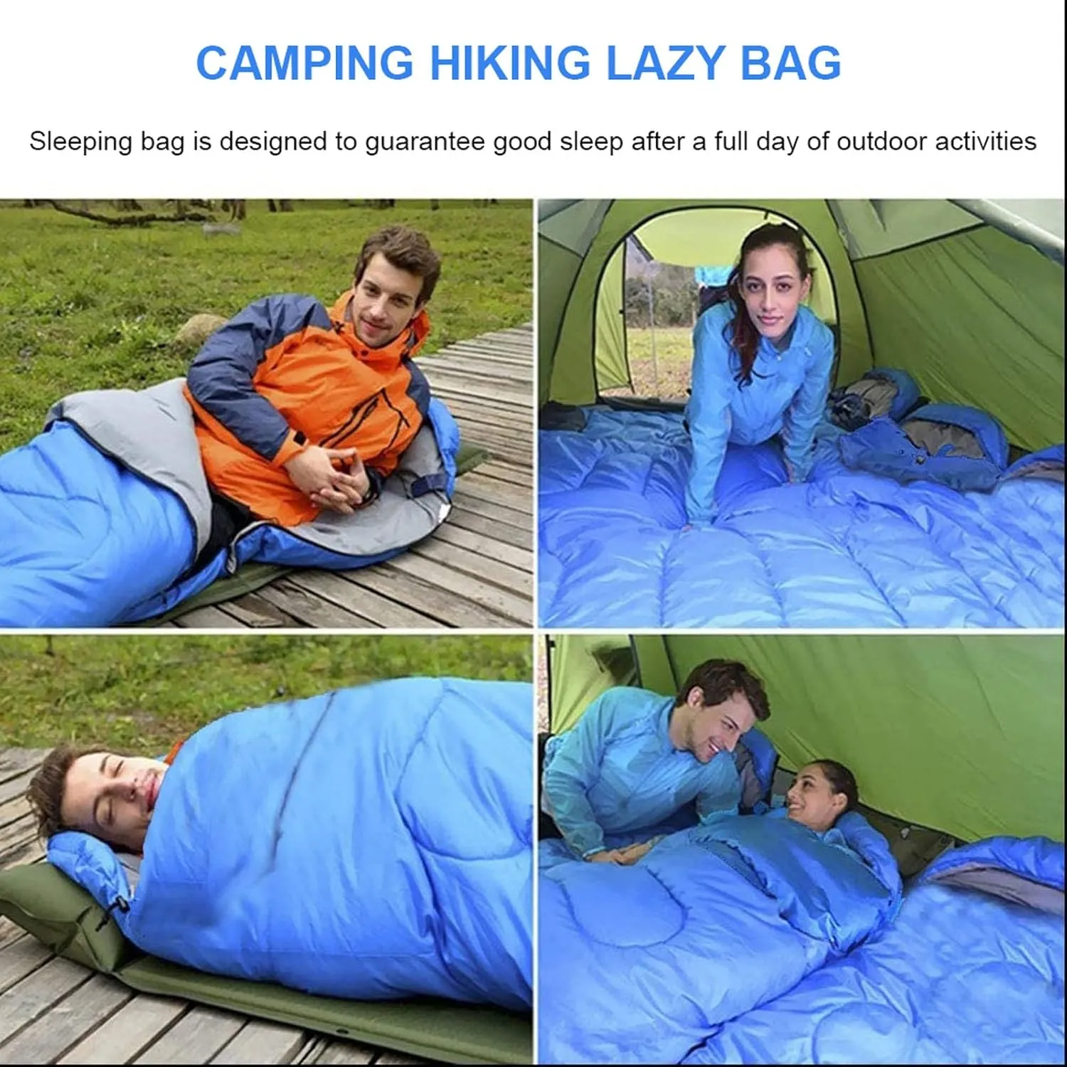 Camping Sleeping Bag,Sleeping Bag Ultralight Camping Waterproof Sleeping Bags Thickened Winter Warm Sleeping Bag Adult Outdoor Camping Sleeping Bags (Color : Blue, Size : 180 * 30 * 75cm)