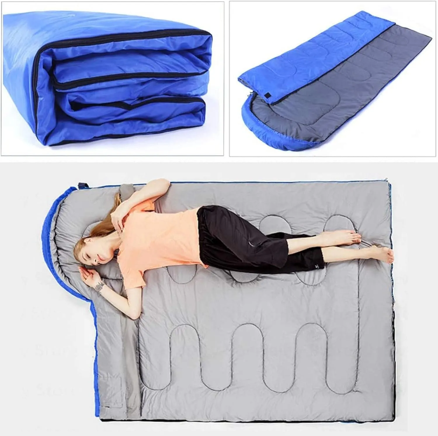 Camping Sleeping Bag,Sleeping Bag Ultralight Camping Waterproof Sleeping Bags Thickened Winter Warm Sleeping Bag Adult Outdoor Camping Sleeping Bags (Color : Blue, Size : 180 * 30 * 75cm)