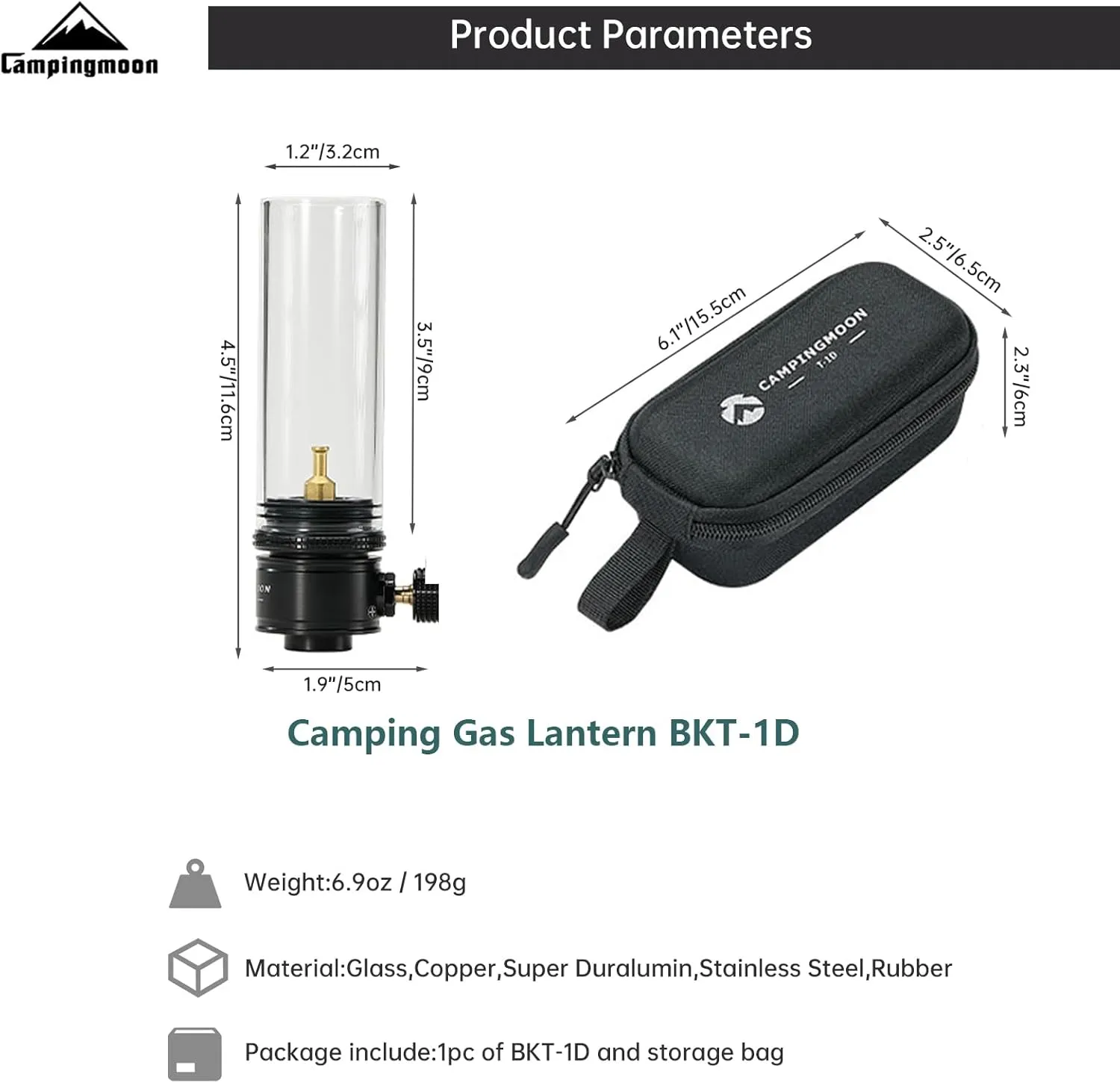 Campingmoon Camping Gas Lantern Gas Lamp Portable Outdoor Dreamlike Candle Black Camping Tent Lantern Glass Lantern