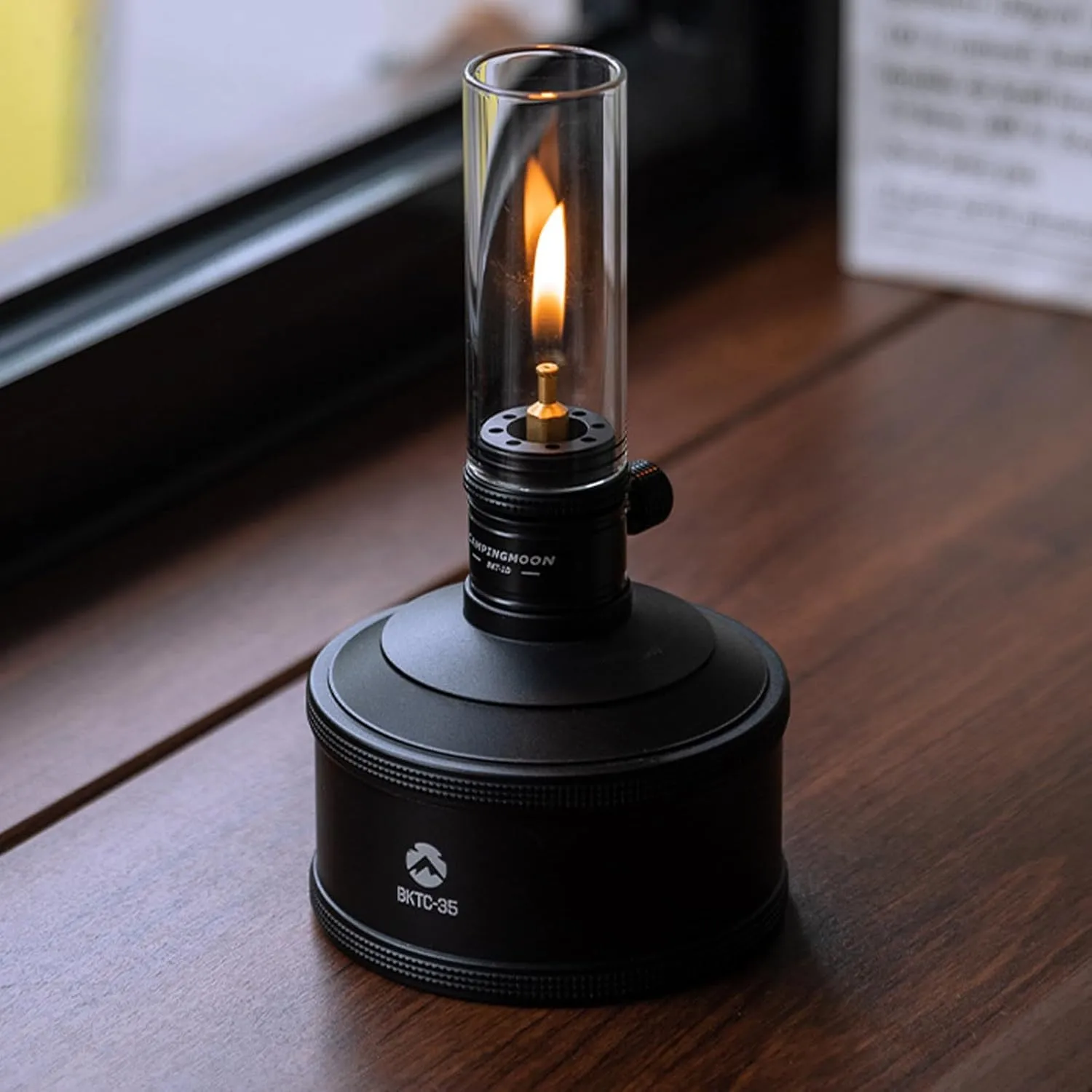 Campingmoon Camping Gas Lantern Gas Lamp Portable Outdoor Dreamlike Candle Black Camping Tent Lantern Glass Lantern