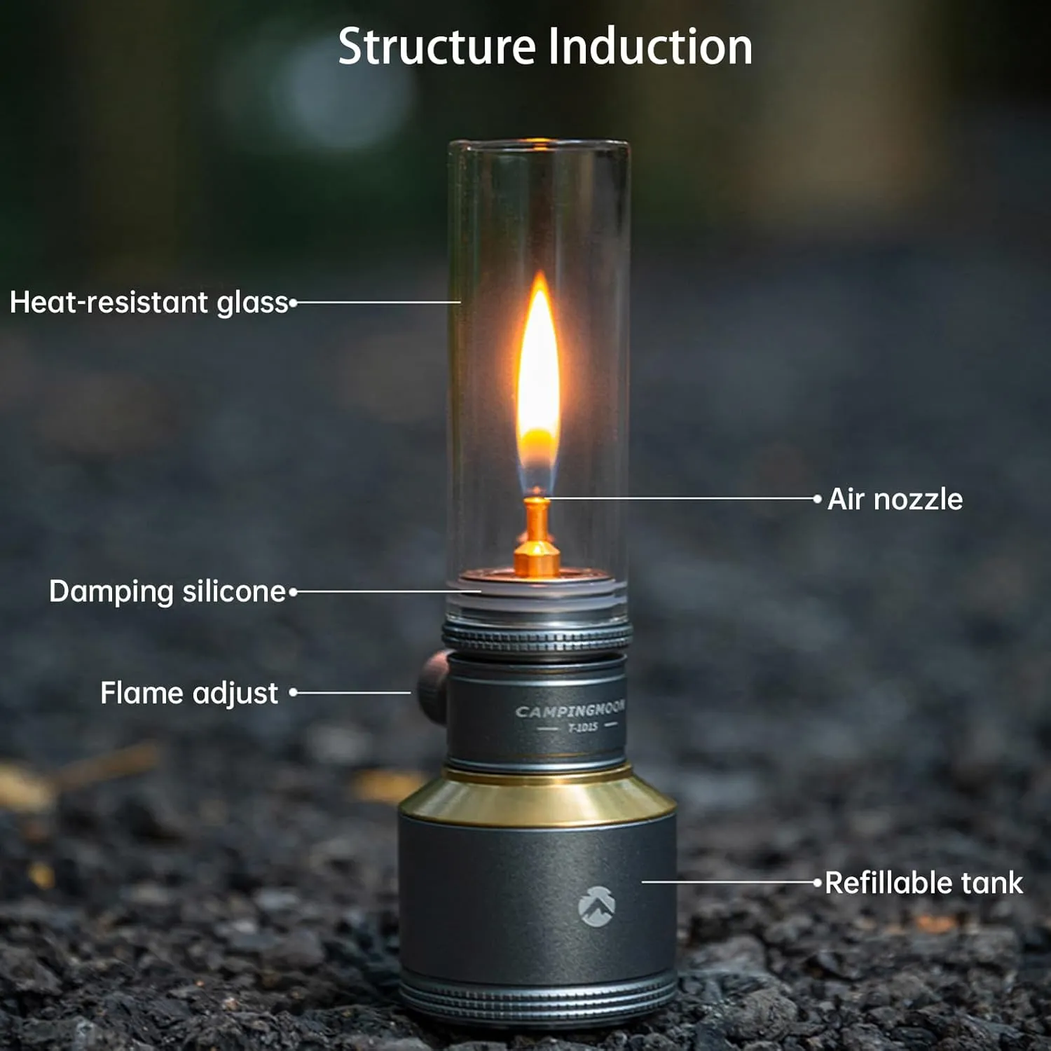 Campingmoon Camping Gas Lantern Outdoor Gas Tent Lamp with Empty Gas Tank Wooden Lantern Case