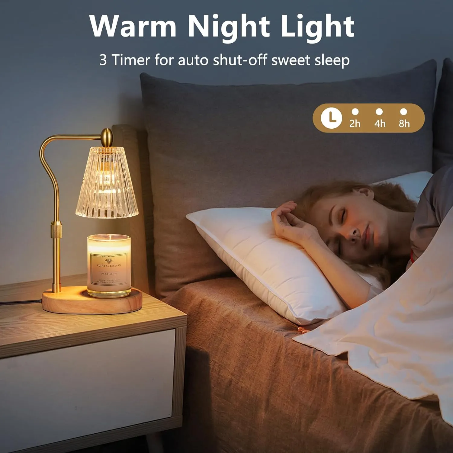 Candle Warmer Lamp - Candle Warmer Lamp with Timer and Dimmer Adjustable Height,Electric Wax Melt Warmer with 2 Bulbs for Scented Jar Candles Home Decor Mother's Day Gifts