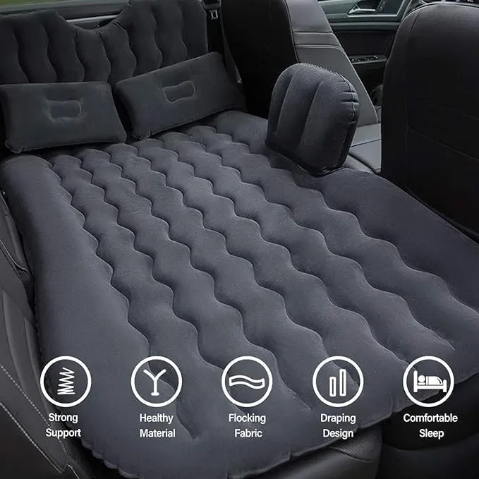 Car Air Mattress Back Seat for Ford F-150 F-250 F-350, Double-Sided Flocked, Grey