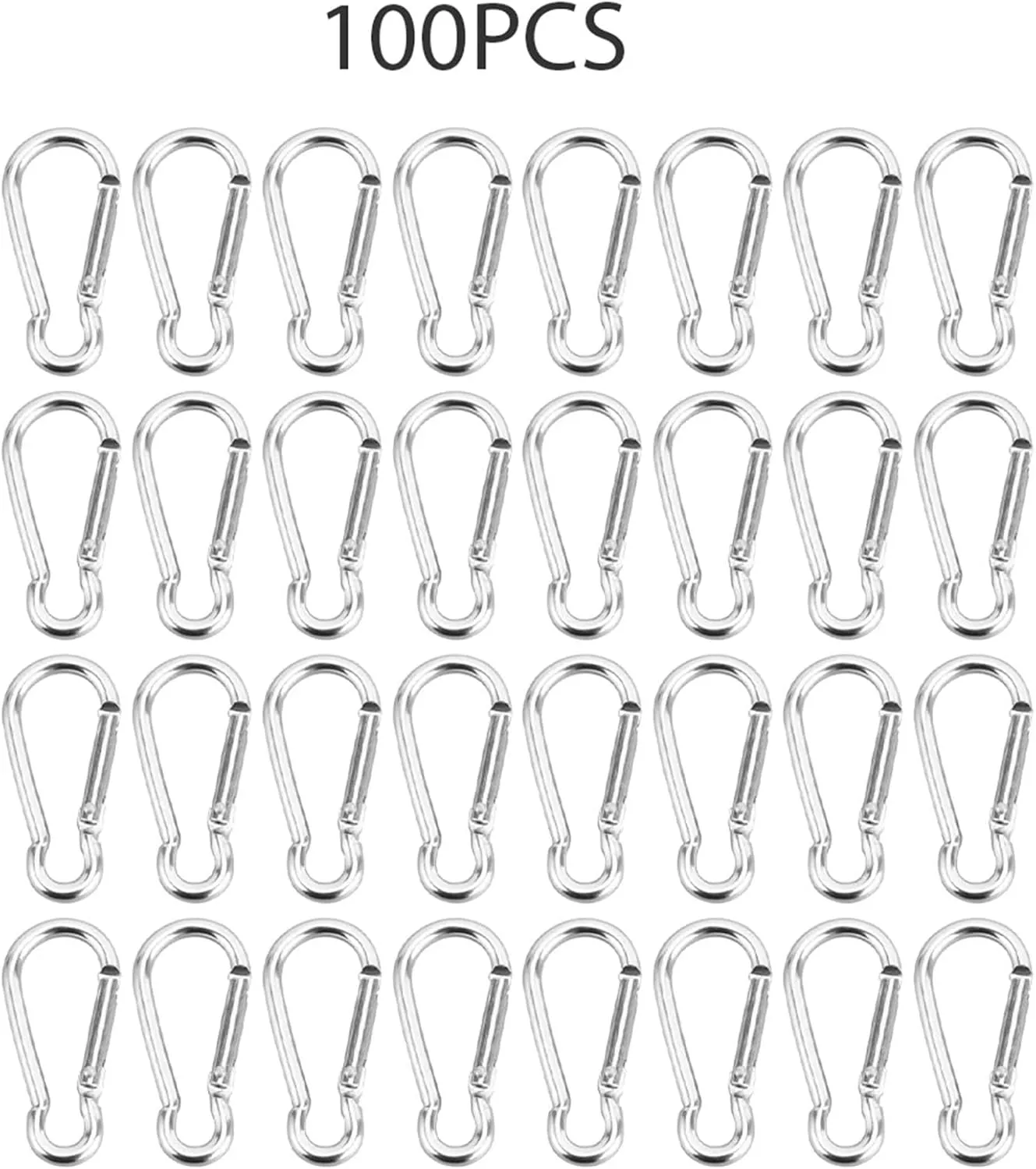 Carabiner Clips 50mm Carabiner with Aluminum Spring Door Clips Keychain Mini Hooks Clips Camping Hiking Fishing(100pc)