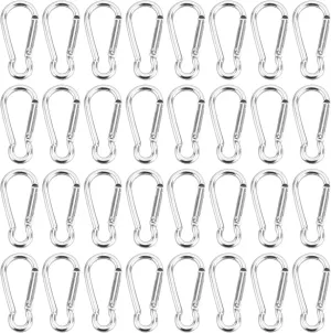 Carabiner Clips 50mm Carabiner with Aluminum Spring Door Clips Keychain Mini Hooks Clips Camping Hiking Fishing(100pc)