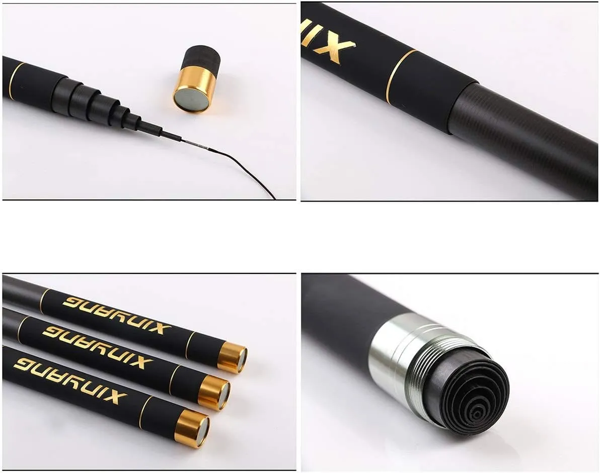 Carbon Fishing Rod 8-15m Long Section Super Hard Ultralight Fishing Gear Long Distance Big Fish 360°Rotating Pole Tip