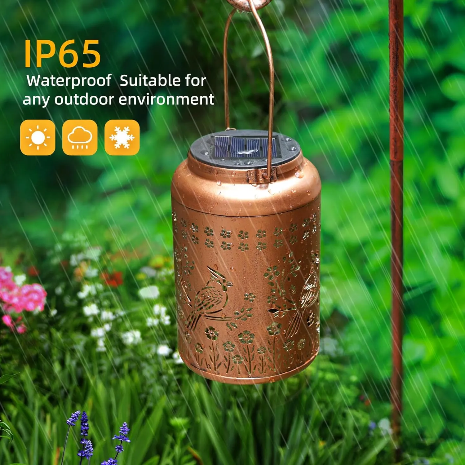Cardinal Solar Lanterns Outdoor Waterproof Garden Decor Fathers Day Gifts for Women Men Mom Grandma Cardinal Hanging Solar Lights Metal Bird Decorative Lantern for Yard, Patio, Lawn,Pathway, Landscape