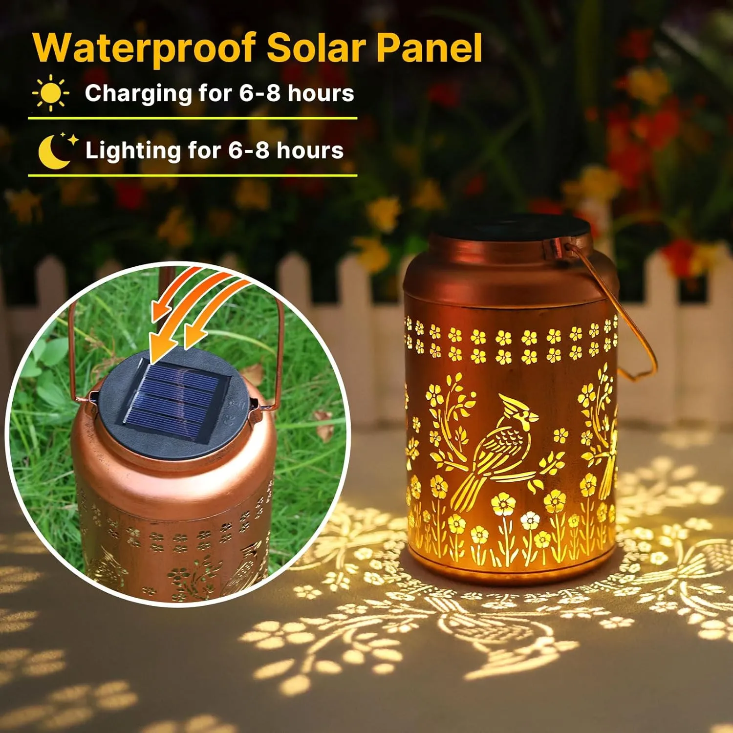 Cardinal Solar Lanterns Outdoor Waterproof Garden Decor Fathers Day Gifts for Women Men Mom Grandma Cardinal Hanging Solar Lights Metal Bird Decorative Lantern for Yard, Patio, Lawn,Pathway, Landscape