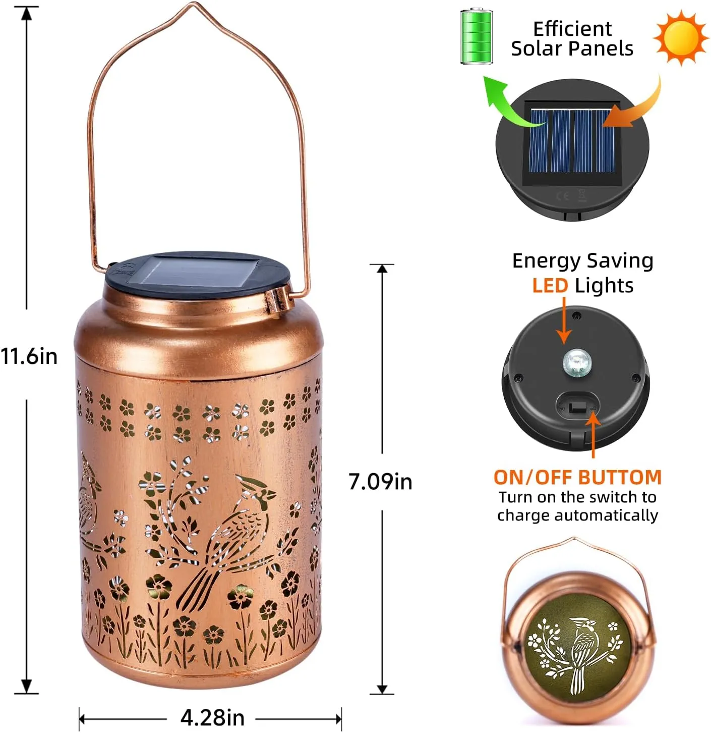 Cardinal Solar Lanterns Outdoor Waterproof Garden Decor Fathers Day Gifts for Women Men Mom Grandma Cardinal Hanging Solar Lights Metal Bird Decorative Lantern for Yard, Patio, Lawn,Pathway, Landscape