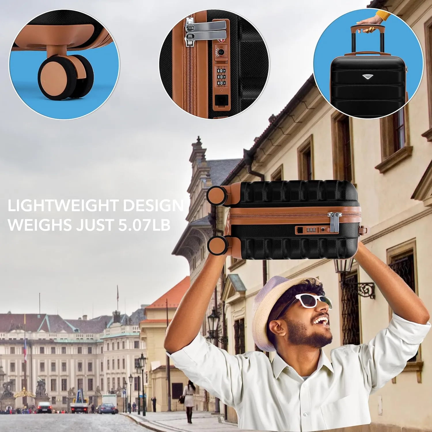 Carry On Suitcase 16.25x13.5x8 Hardside TSA Lock & USB Port Lightweight Luggage Silent Double Spinner Wheels Maximum Underseat Carry-On Bag For Virgin & South West Approved Airlines