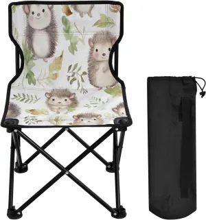 Cartoon Cute Hedgehog Portable Outdoor Folding Chair Anti-Slip Padded Oxford Cloth Stool Camping Chair Small for Beach Hiking Fishing Gardening Quad Camp Chair