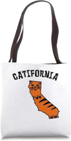 Catifornia California Map Silhouette Cute Cat Funny Kitty Tote Bag