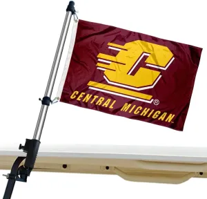 Central Michigan Chippewas Golf Cart Flag Pole and Holder Mounting Bracket