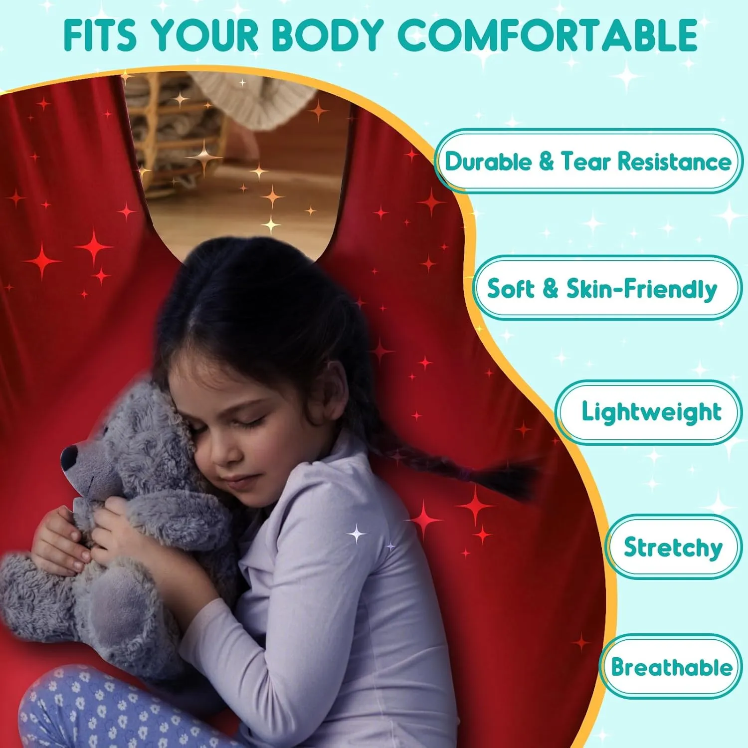 Chihee Sensory Swing Therapy Swing Hammock Indoor Outdoor for Kids, Hardware Included, Soft Breathable Nylon Cuddle Swing Joy Hammock for Child Adult with Autism, ADHD, Aspergers, Sensory Integration