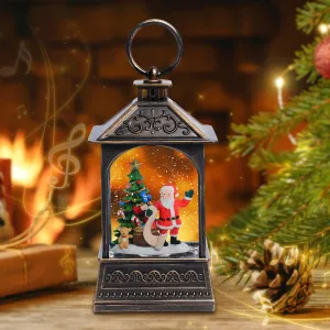 Christmas Snow Globes, 8" Santa Claus Glitter Water Lantern with 8 Songs, 6H Timer Battery & USB Powered Music Box for Christmas Decorations Indoor