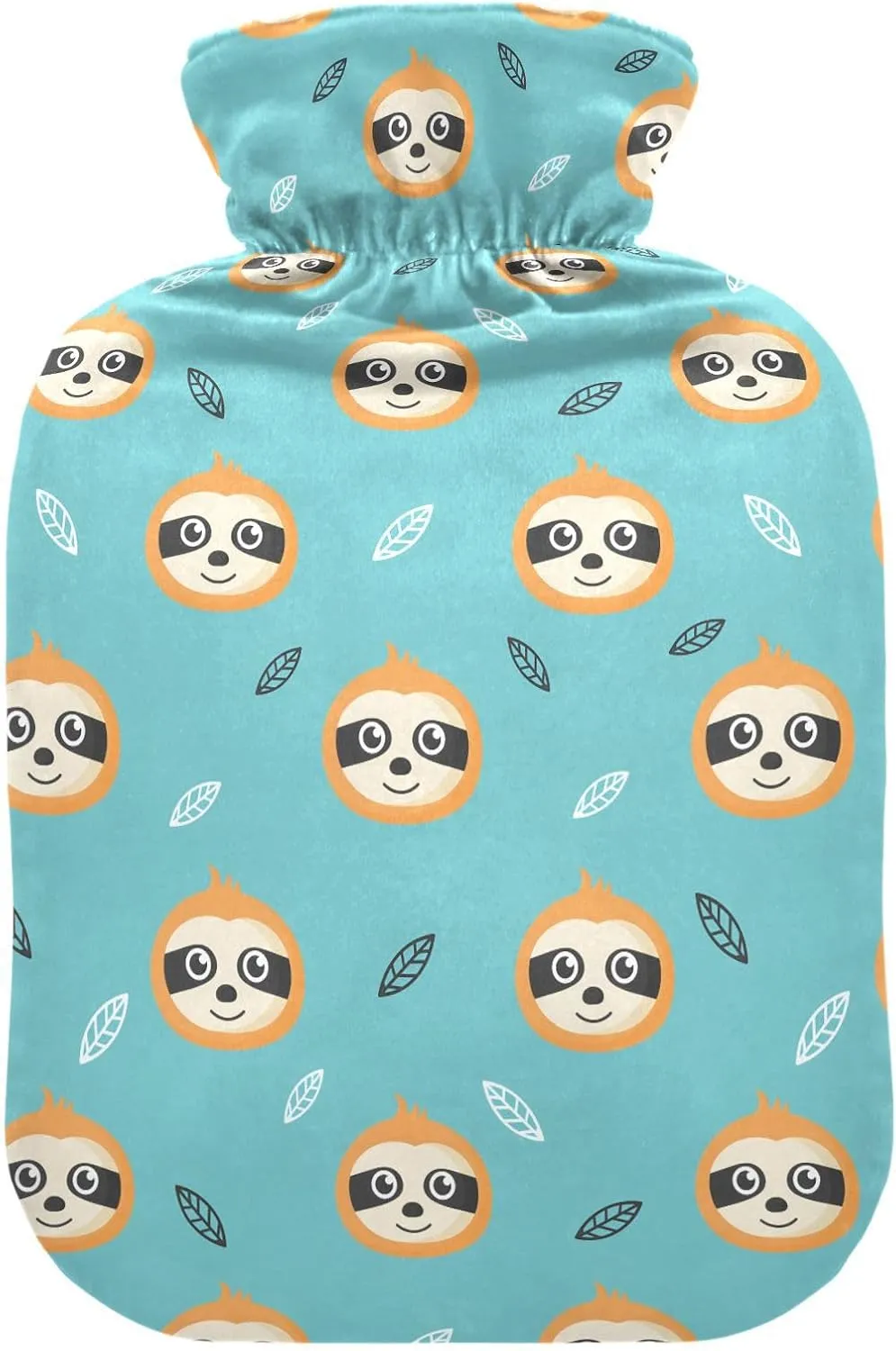 Classic Hot Water Bottle with Cover, 1L Winter Hot Water Bag for Tummy Cramps Neck and Shoulder Waist Pain Relief, Hand Feet Bed Warmer, Cute Sloth Face Blue