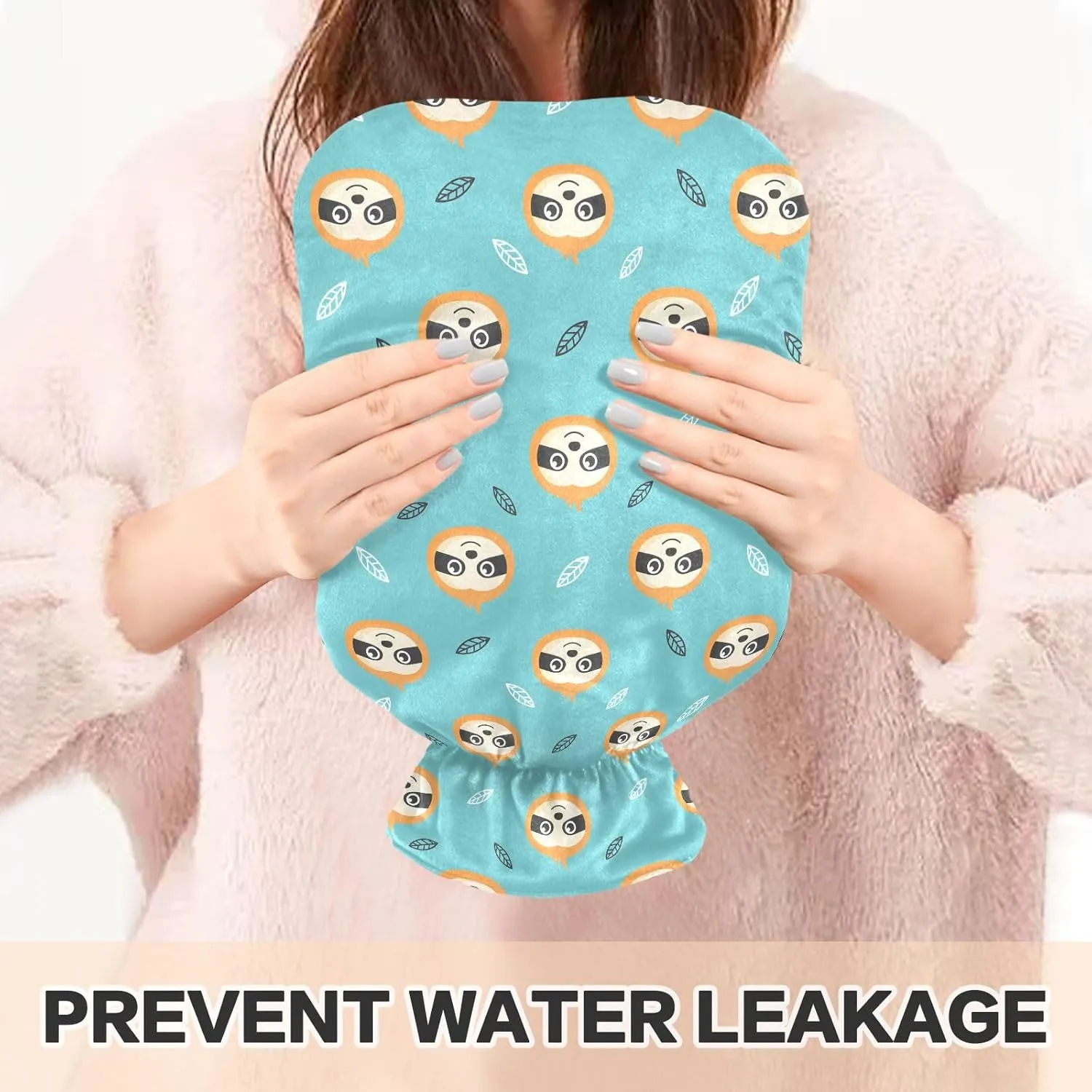Classic Hot Water Bottle with Cover, 1L Winter Hot Water Bag for Tummy Cramps Neck and Shoulder Waist Pain Relief, Hand Feet Bed Warmer, Cute Sloth Face Blue