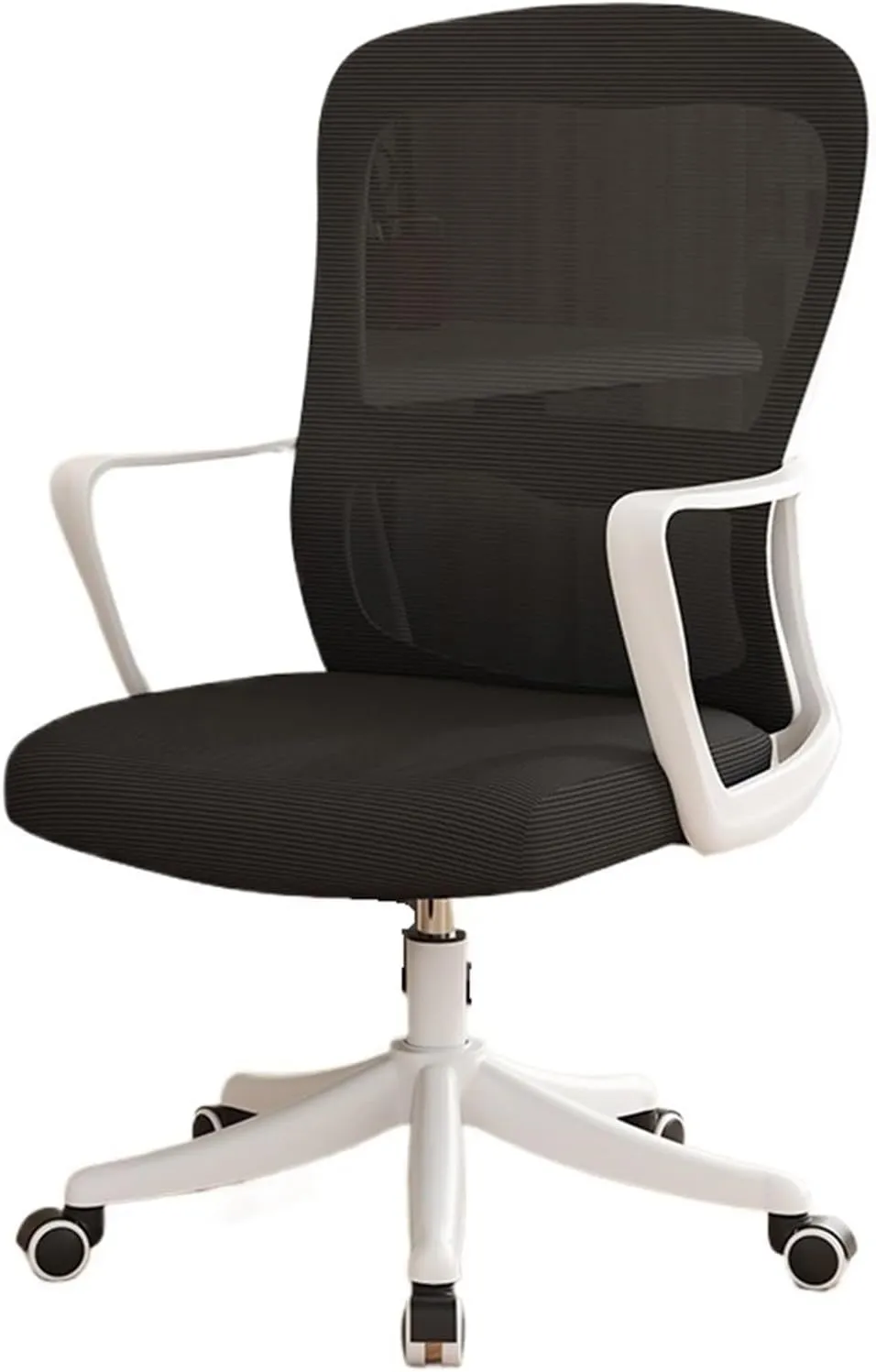 Classic Office Chair Ergonomic Office Home Desk Mesh Fixed Armrest, Executive Computer Chair with Lumbar Support Desk Task Chair(White)