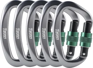 Climbing Locking Carabiner Clip Rappelling - Thorn 25KN Heavy Duty Large Screwgate Carabiners Clips for Rock Climbing,Mountaineer,Hammock,Camping,Gym