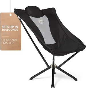 CLIQ EpiQ Outdoor Lounge Chair - Folding Camping Chairs Set Up in 15 Seconds - Lightweight Recliner Chair - Military Grade Frame Supports 500 Lbs Outdoor Adventures, Black