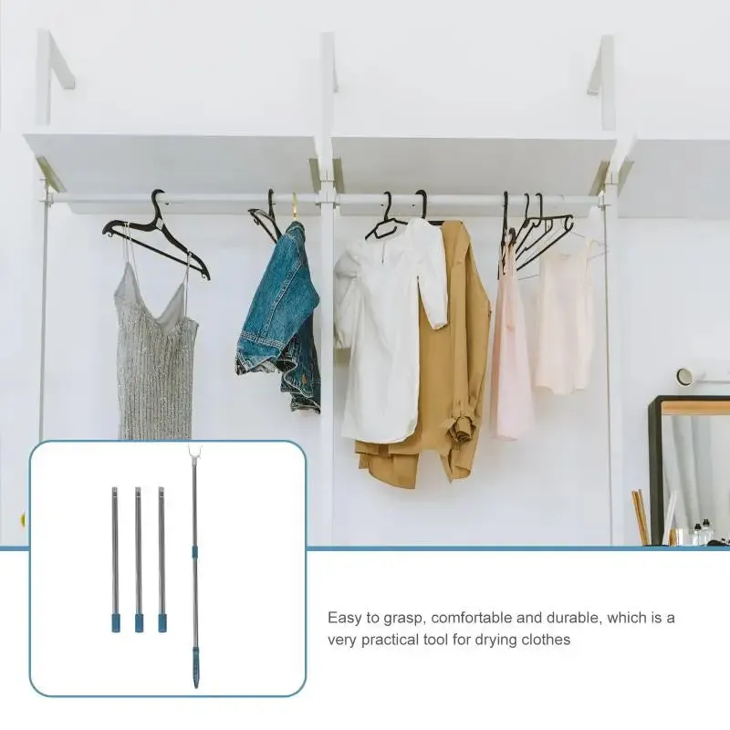 Clothes Rail Reach Rod Drying Supply Closet Pole Smart Curtains Adjustable Balcony Telescopic Coat Hangers Household