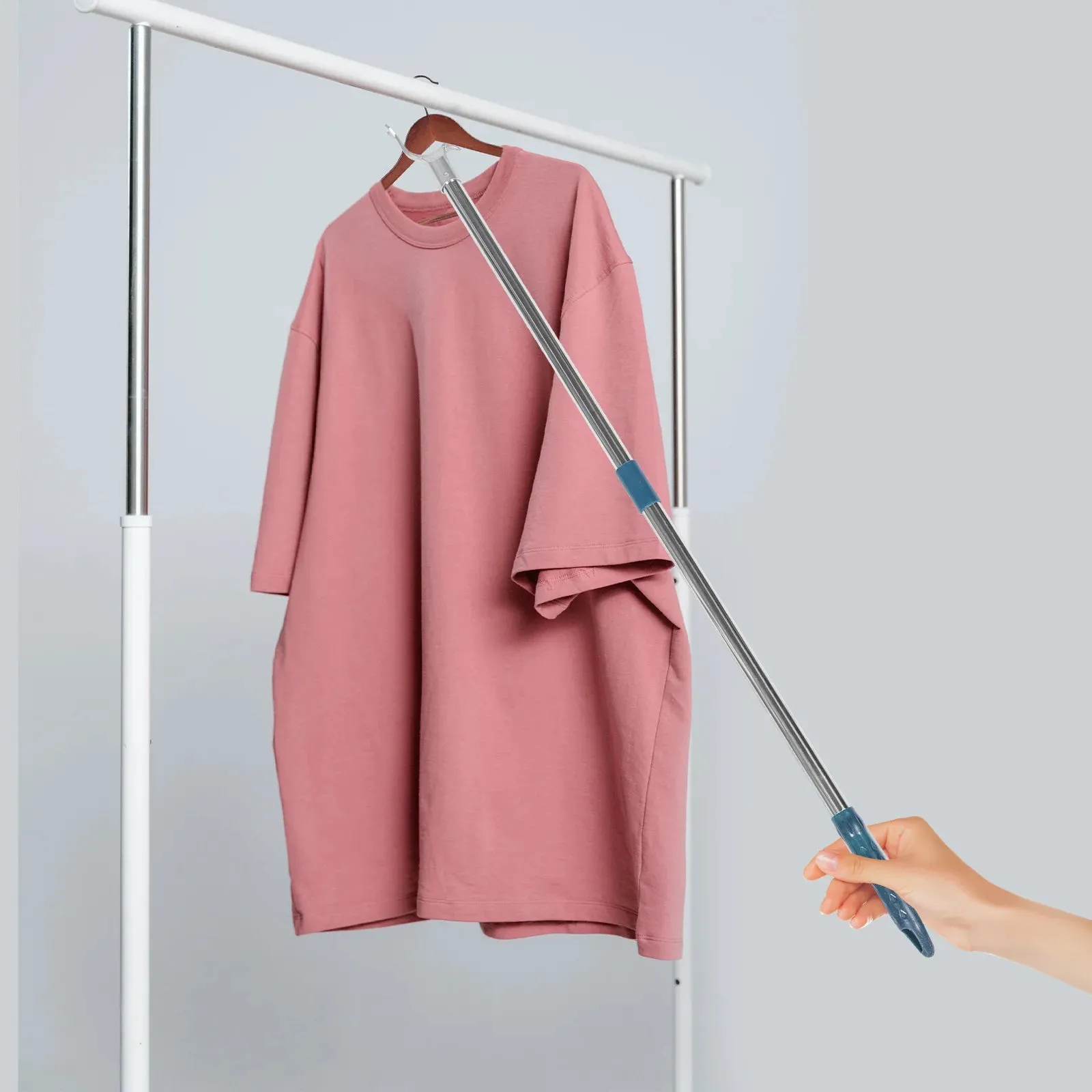 Clothes Rail Reach Rod Drying Supply Closet Pole Smart Curtains Adjustable Balcony Telescopic Coat Hangers Household