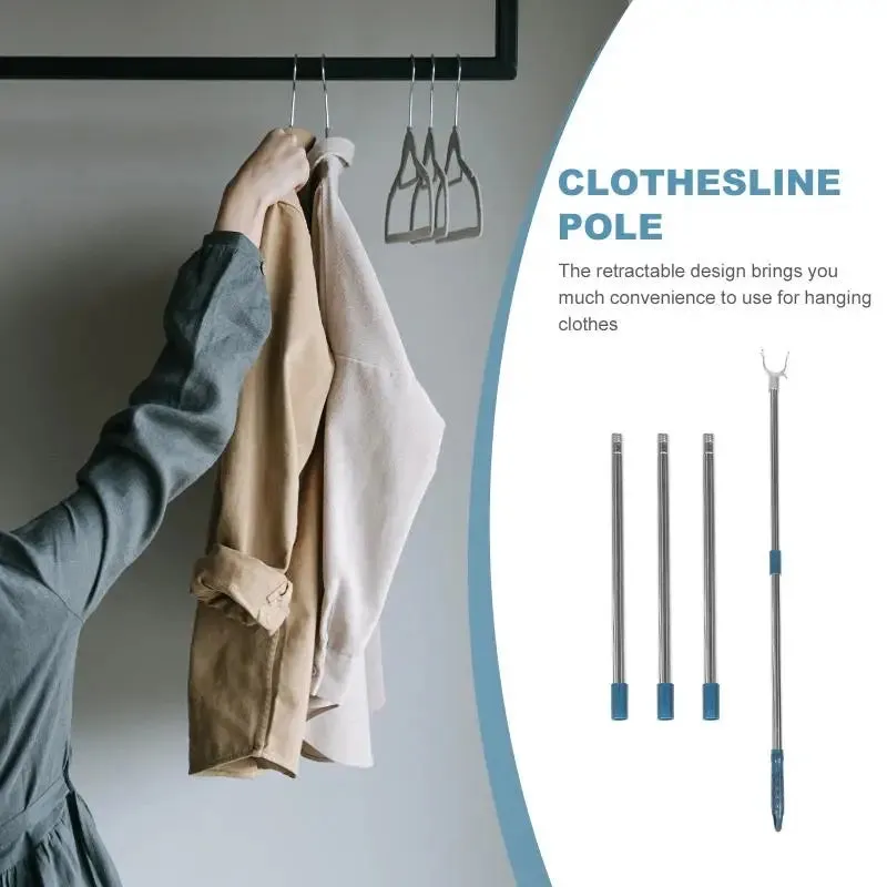 Clothes Rail Reach Rod Drying Supply Closet Pole Smart Curtains Adjustable Balcony Telescopic Coat Hangers Household
