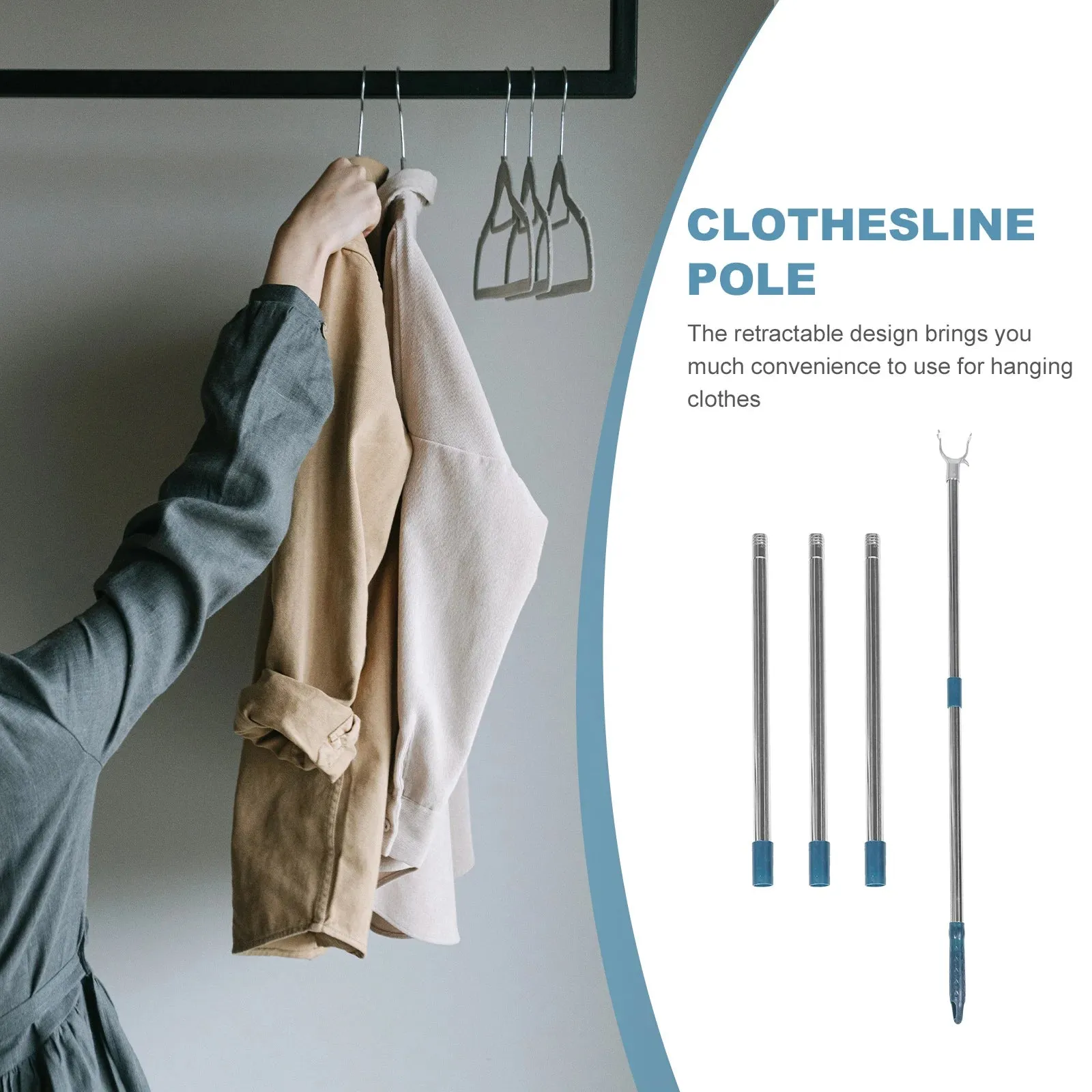 Clothes Rail Reach Rod Drying Supply Closet Pole Smart Curtains Adjustable Balcony Telescopic Coat Hangers Household