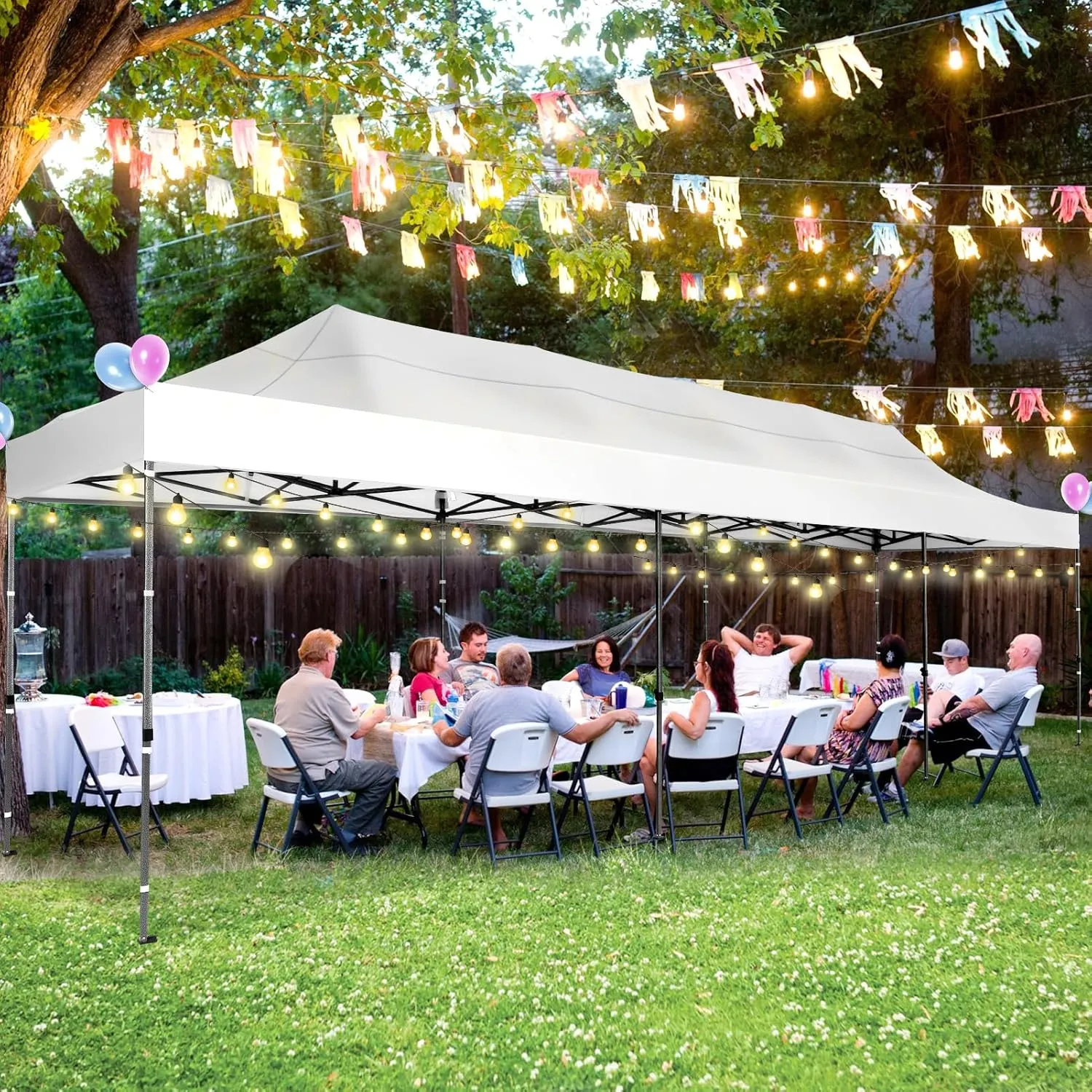 COBIZI 10x30 Pop up Canopy Tent Heavy Duty Without Sidewalls, Easy Set-up Commercial Outdoor Party Tent, 100% Waterproof Wedding Tent Gazebo, 3 Height Adjustable with Wheeled Bag, White