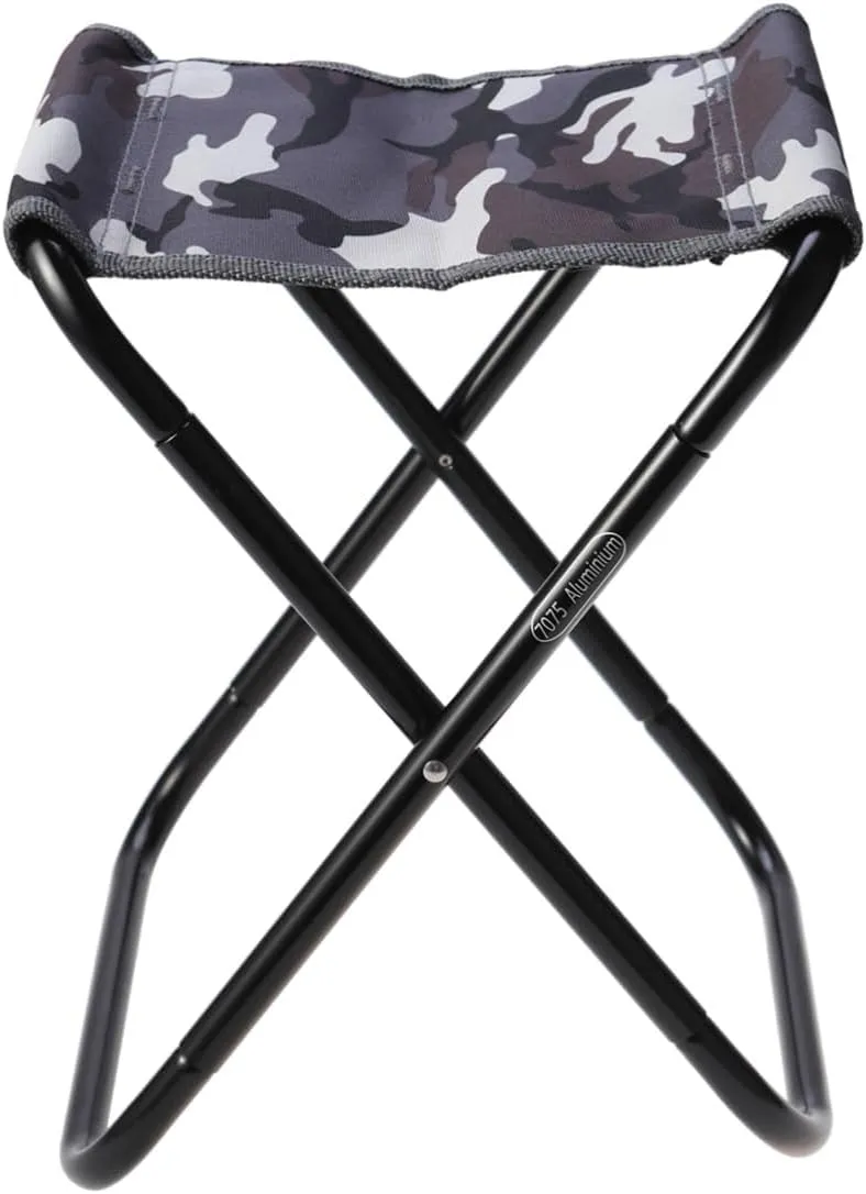 Collapsible Camping Foldable Chair Aluminum Alloy Portable Lightweight Hiking Fishing Traveling BBQ Beach Camouflage Grey