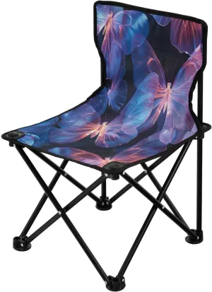 Colorful Butterfly Portable Outdoor Folding Chair Anti-Slip Padded Oxford Cloth Stool Camping Chair Small for Beach Hiking Fishing Gardening Quad Camp Chair