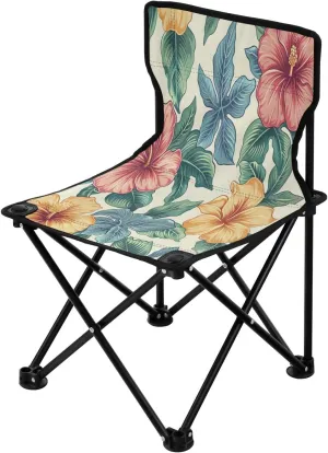 Colorful Flowers Portable Outdoor Folding Chair Anti-Slip Padded Oxford Cloth Stool Camping Chair Small for Beach Hiking Fishing Gardening Quad Camp Chair
