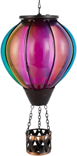 Colorful Hot Air Balloon Solar Lantern, Hanging Solar Lantern with Flickering Flame, Solar Lanterns Outdoor Waterproof Decorative Garden Patio Yard Party Decor Christmas Gifts