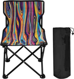 Colorful Textures Portable Outdoor Folding Chair Anti-Slip Padded Oxford Cloth Stool Camping Chair Small for Beach Hiking Fishing Gardening Quad Camp Chair