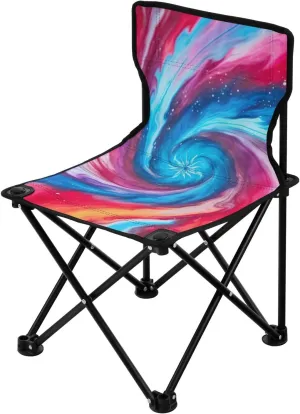 Colorful Tie Portable Outdoor Folding Chair Anti-Slip Padded Oxford Cloth Stool Camping Chair Small for Beach Hiking Fishing Gardening Quad Camp Chair