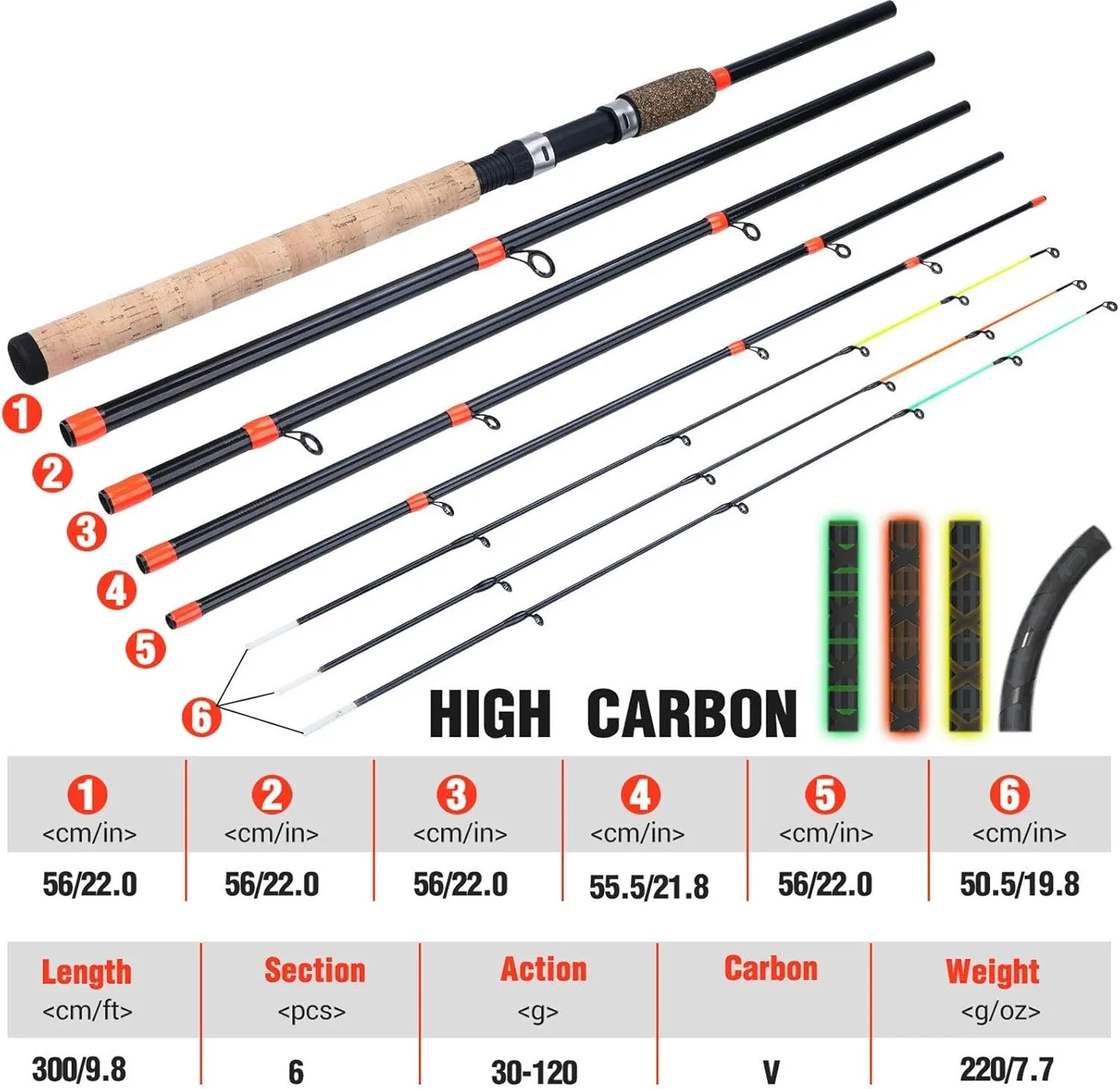 Cork Handle Feeder Spinning Fishing Rod 3.0M L M H Power Travel Rod Carp Feeder DaJiKan (Color : Burgundy)