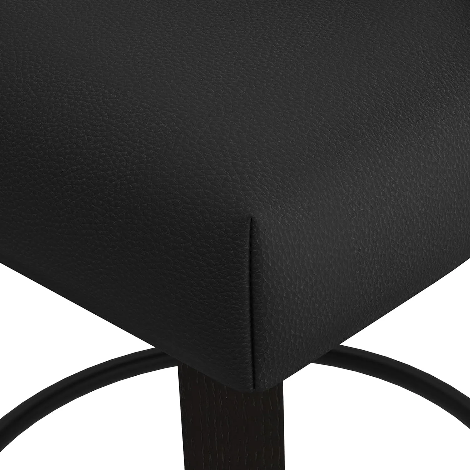 Counter Height Bar Stools, 26" H Seat Height Upholstered Swivel Bar Stools with Back and Solid Wood Legs, Set of 2, Faux Leather in Rustic Black