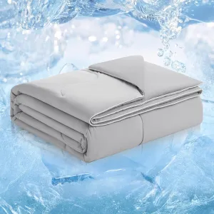 Cozy Bliss Cooling Comforter King Size, Double-Sided Cooling Blanket for Hot Sleepers and Night Sweats, Q-Max 0.4 Breathable Summer Comforter Quilt, Lightweight Soft Silky Smooth, Cool Grey