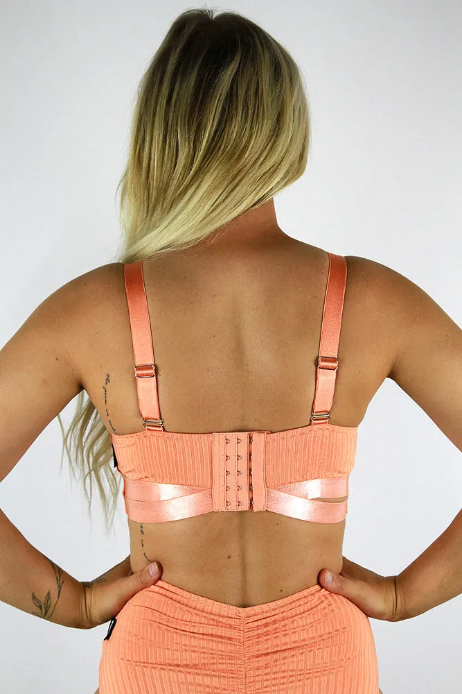 Crystal Strappy Bralette – Peach