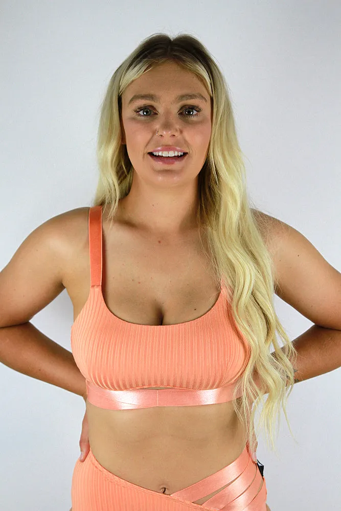 Crystal Strappy Bralette – Peach