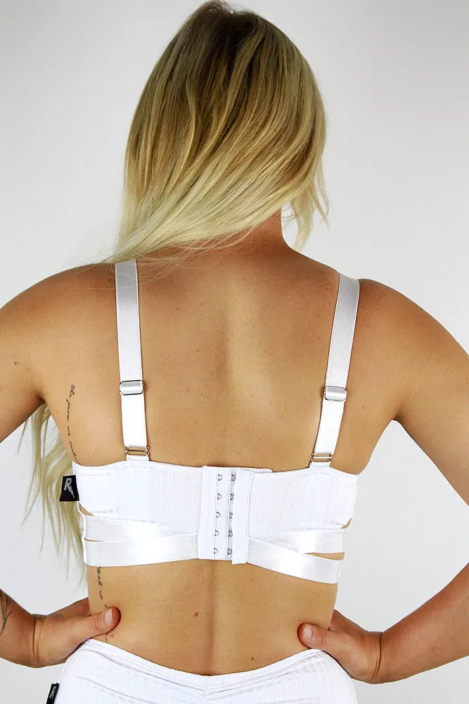 Crystal Strappy Bralette – White