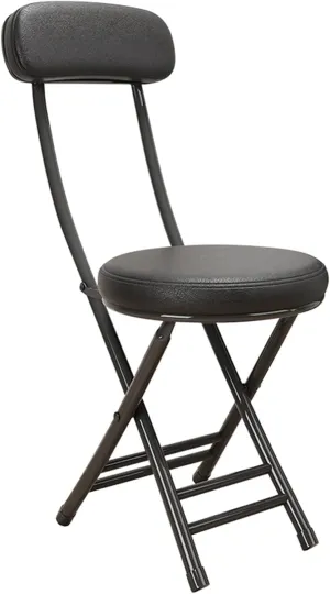 Cushioned Padded Folding Stool, 18Inch Counter Height Bar Stool, Portable Folding Stool, for Fishing Hiking Gardening Travel (Color : Black, Size : 47cm/18inch)