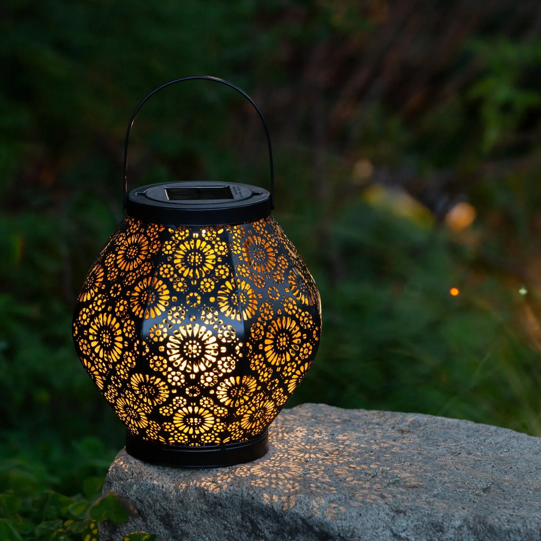 Daisy Punched Metal Solar Lantern