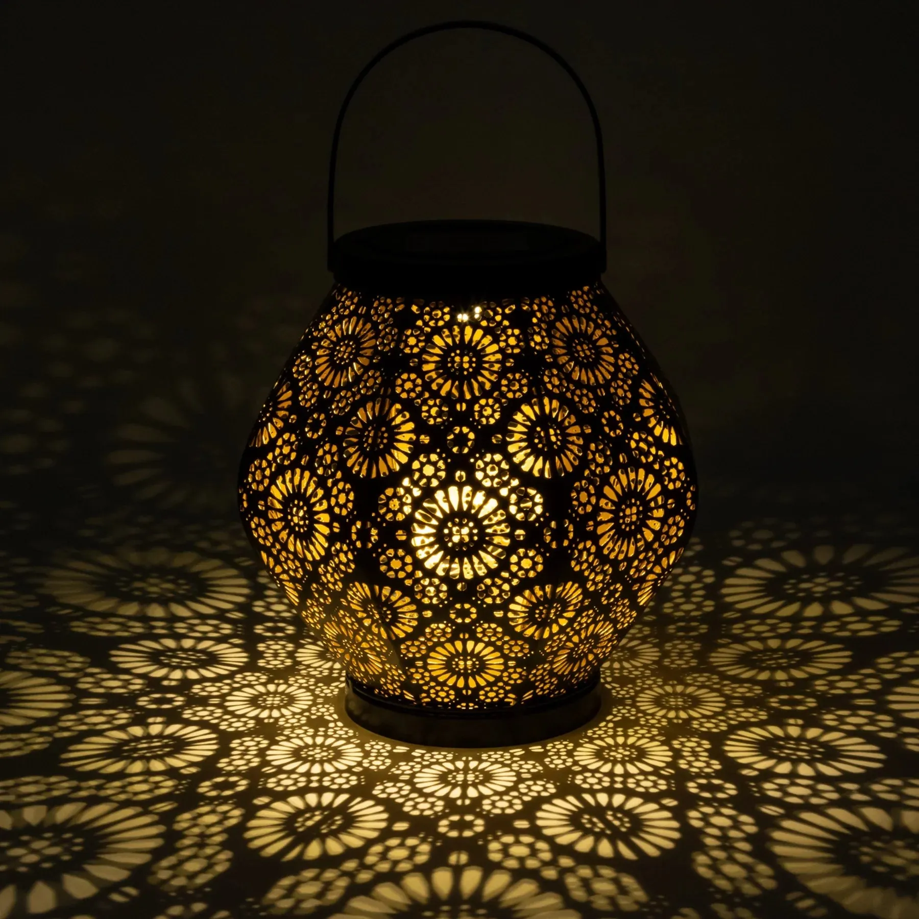 Daisy Punched Metal Solar Lantern